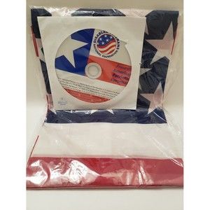 US American Flag Sleeve & Hem House Pole Banner 2.5' x 4' w/patriotic music CD